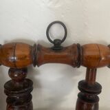 Porte-manteau 3 patères en bois tourné façon bambou, fin XIXème
