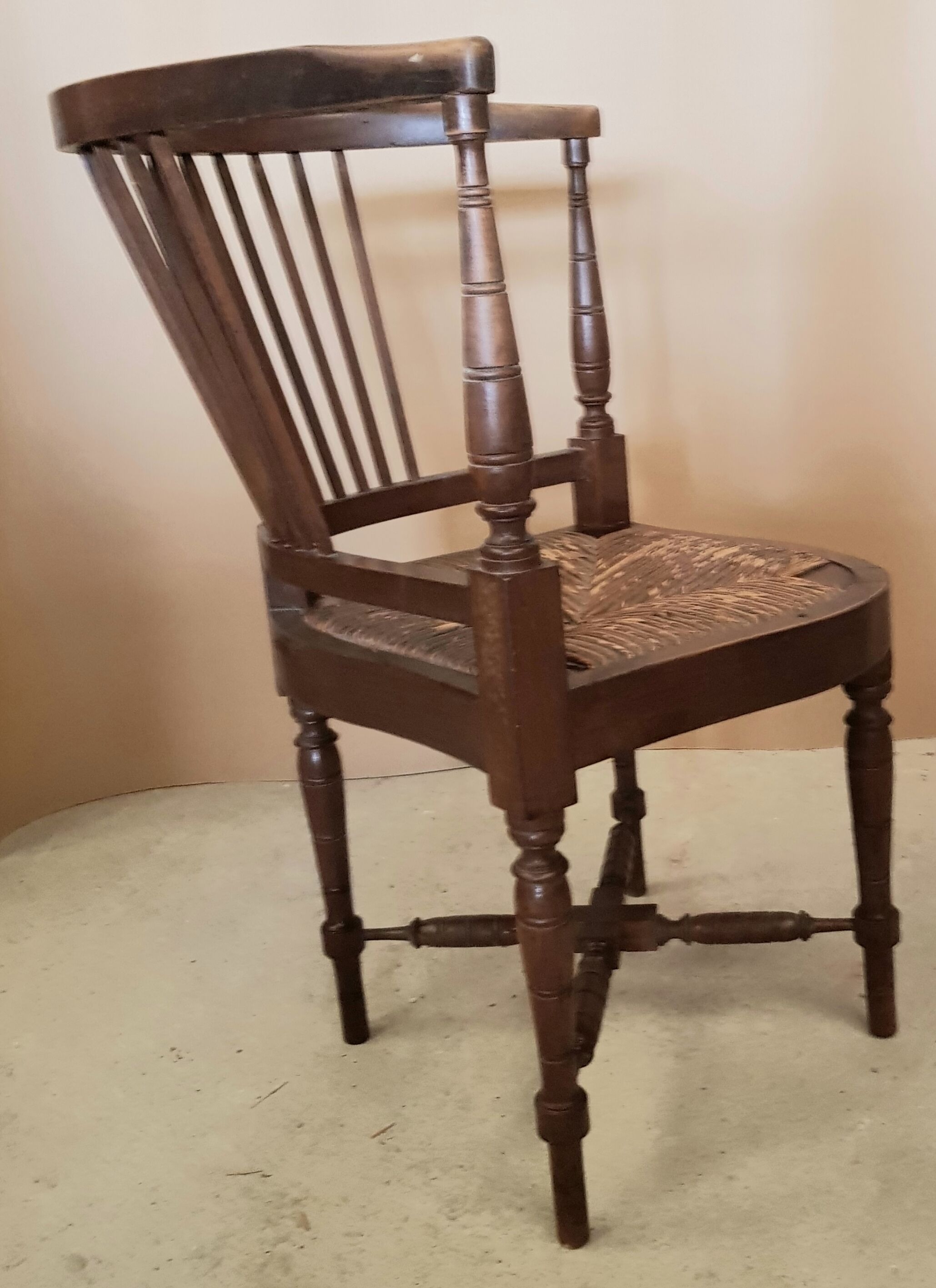 Armchair wood seat straw, couillard type