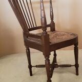 Fauteuil bois assise paille, de type couillard