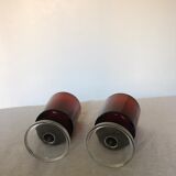 Lot of two clear red glasses
