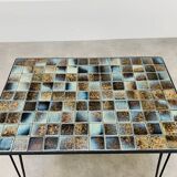 Ceramic side table 50s, pin legs, blue