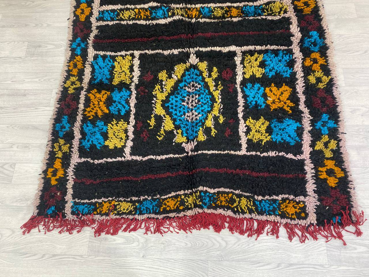 Handmade wool Berber rug 345 X 110 CM
