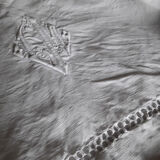 White linen sheet 2 people with monogram