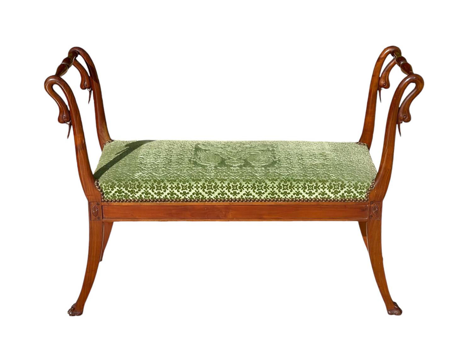 Empire Style Mahogany Swan Neck Bench