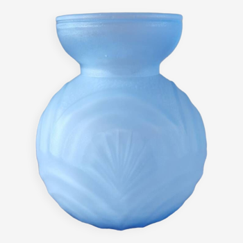 Vase art déco pâte de verre bleue