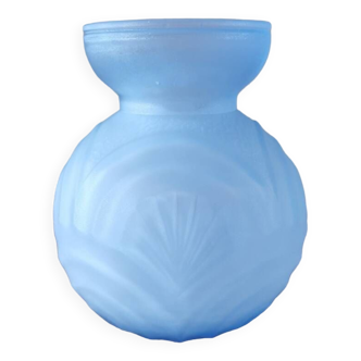 Vase art déco pâte de verre bleue