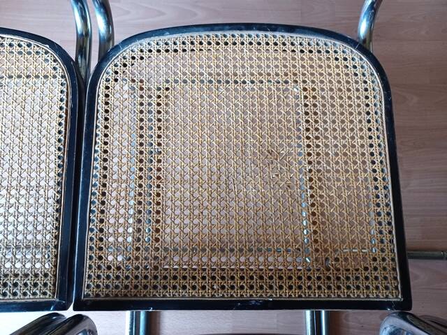 Set of 5 B32 Cesca chairs black lacquer by Marcel Breuer 80s Made in Italy