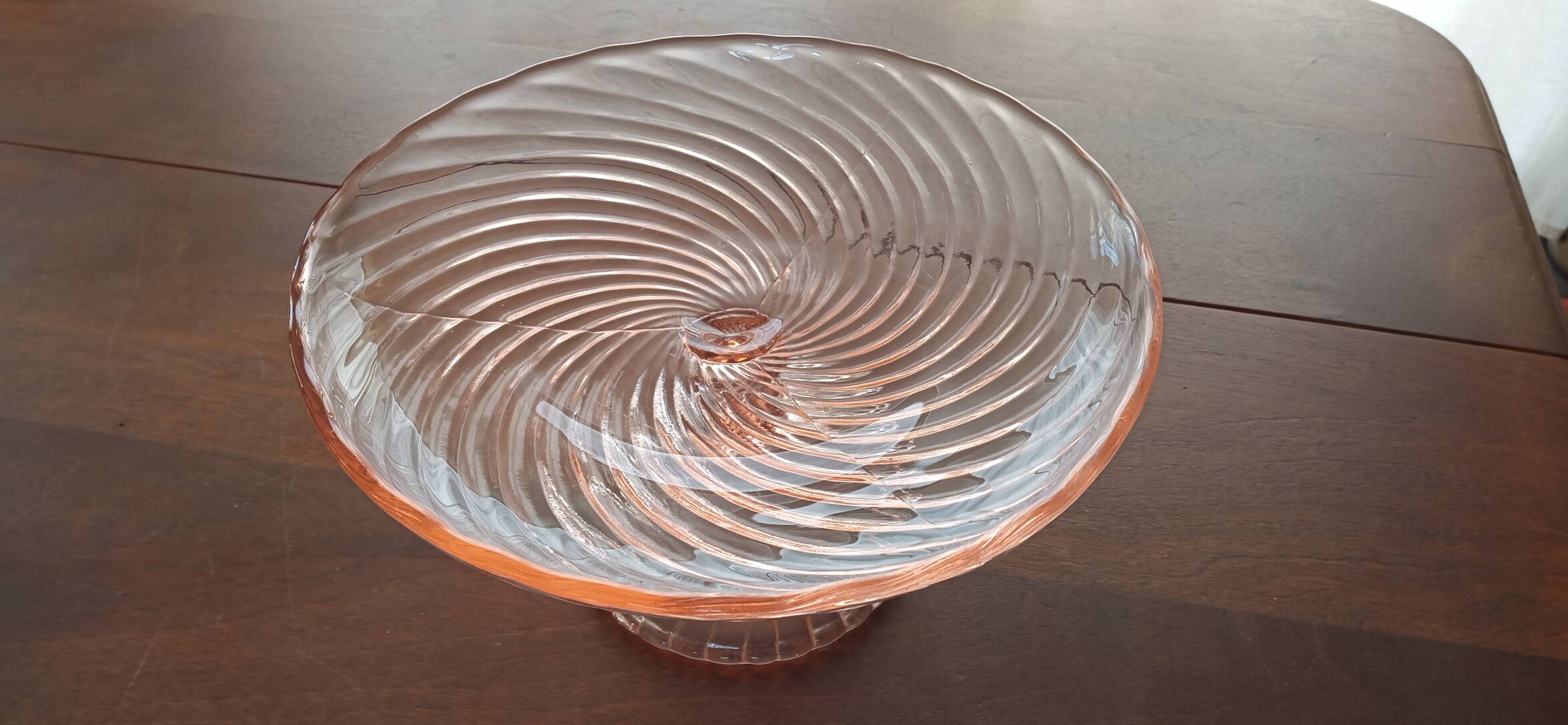 Pink glass shower bowl