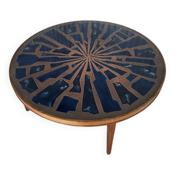 Table basse en émail et cuivre rare