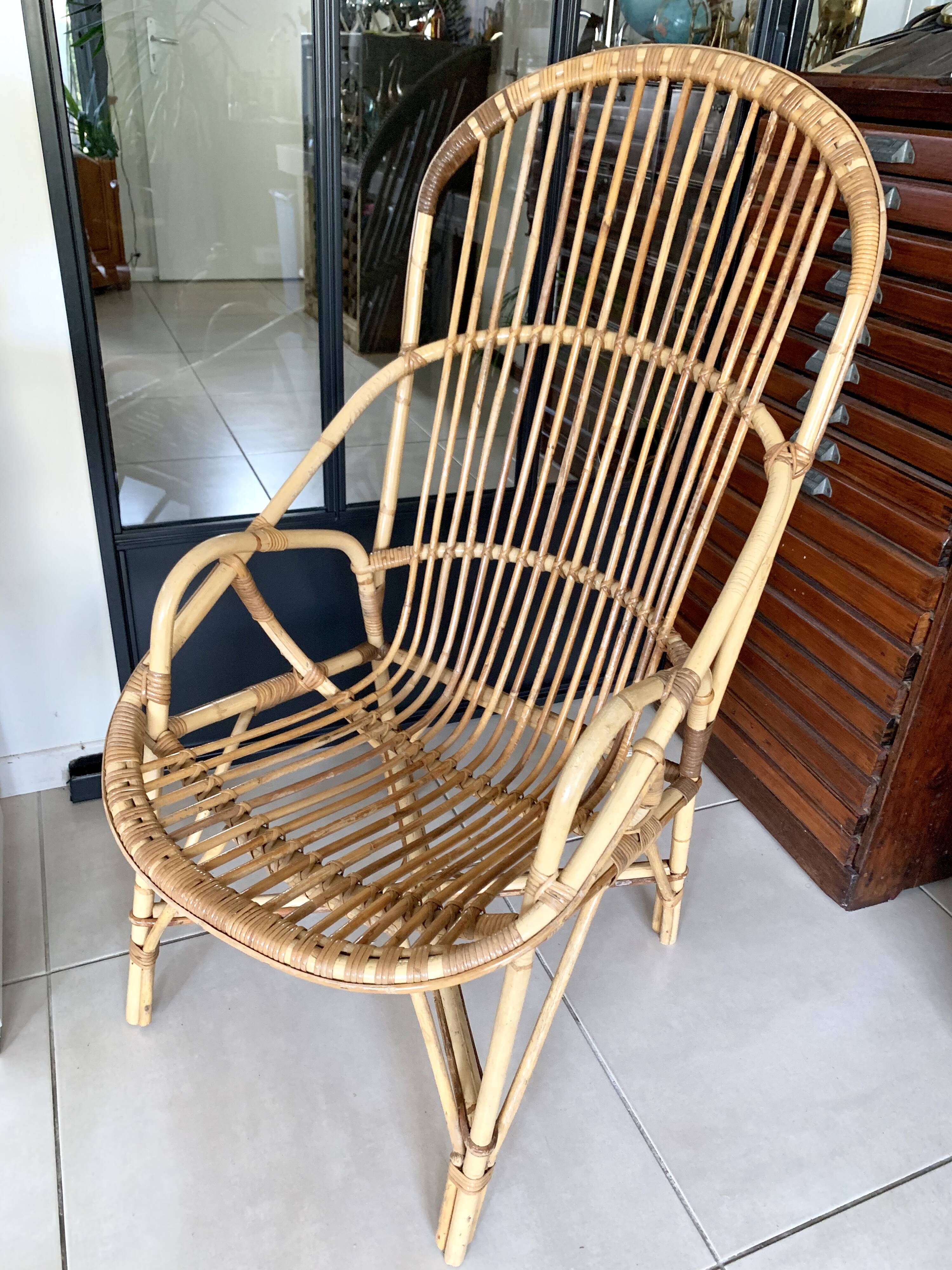 Old vintage rattan chair