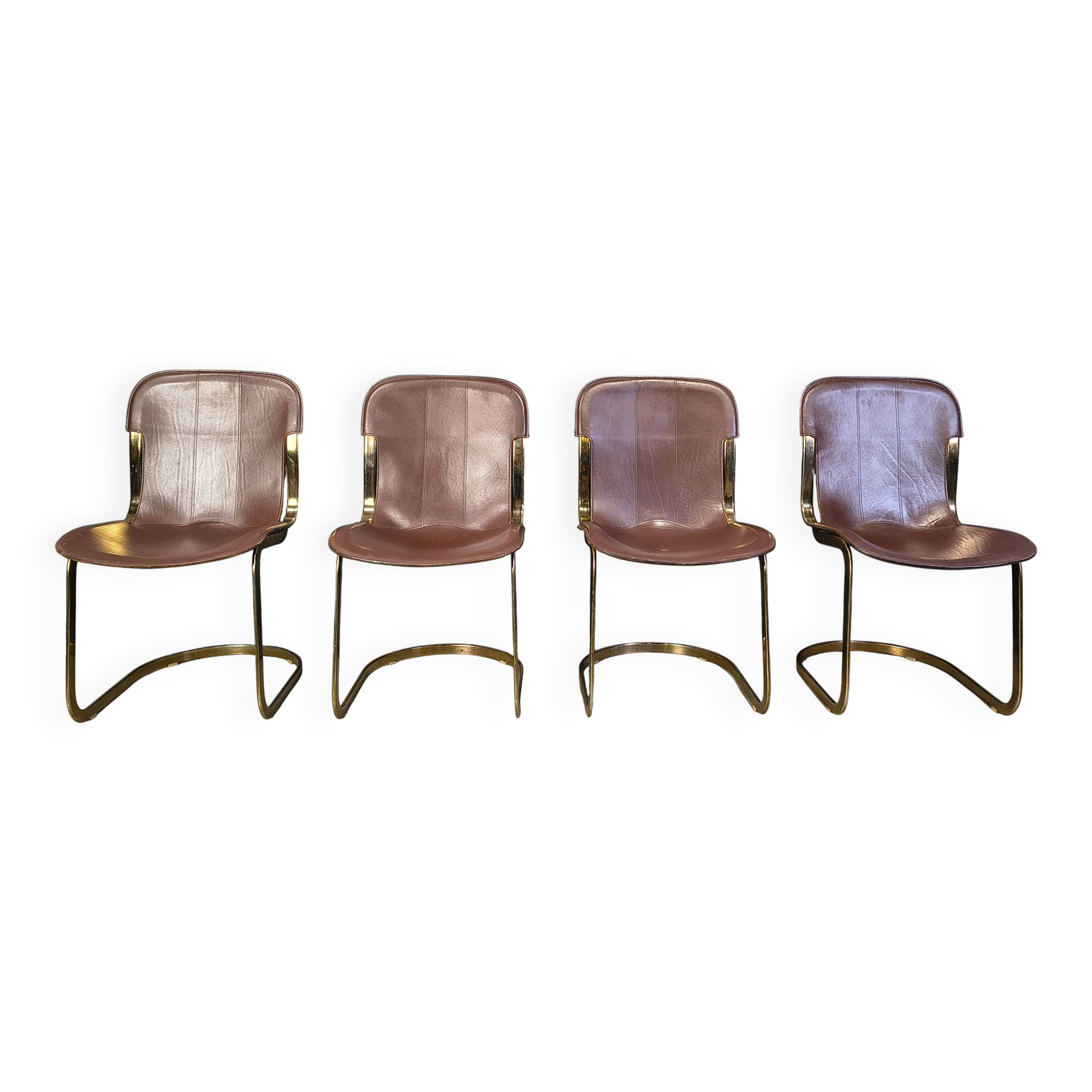 Vintage dining chairs by Willy Rizzo for Cidue - set of 4 - 1970s
