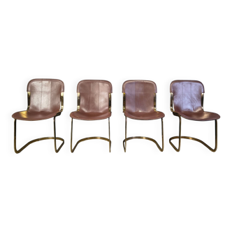 Vintage dining chairs by Willy Rizzo for Cidue - set of 4 - 1970s