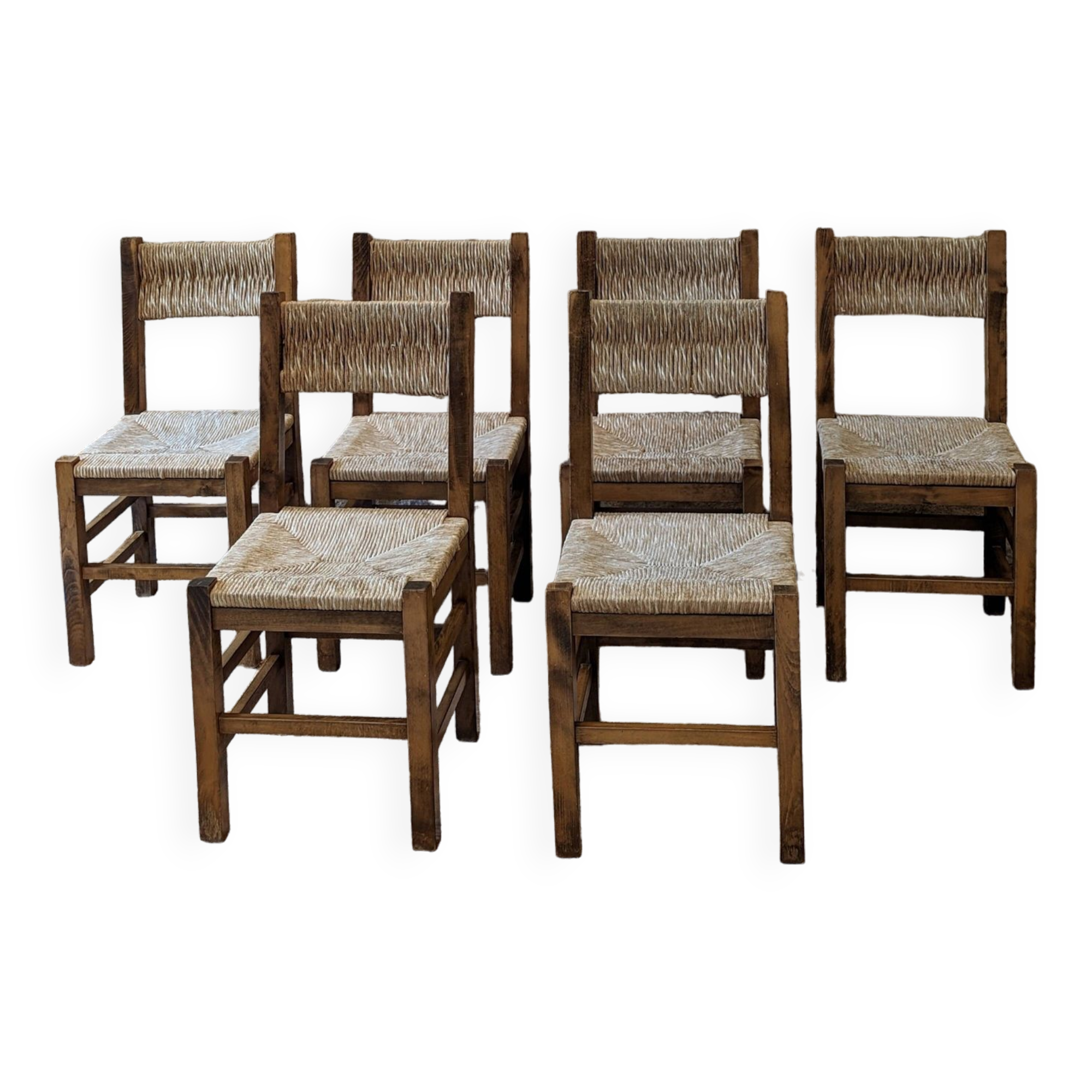 Six chaises en paille