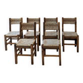 Six chaises en paille