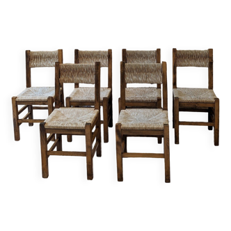 Six straw chairs