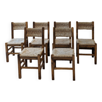 Six chaises en paille