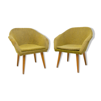 Pair of mid century shell fiberglass lounge chairs, Czechoslovakia, 1960´s