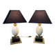 Pair of designer ostrich egg lamps in travertine from maison barbier