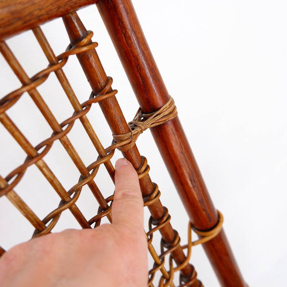 "Winter Garden" High back Wood and wicker chair