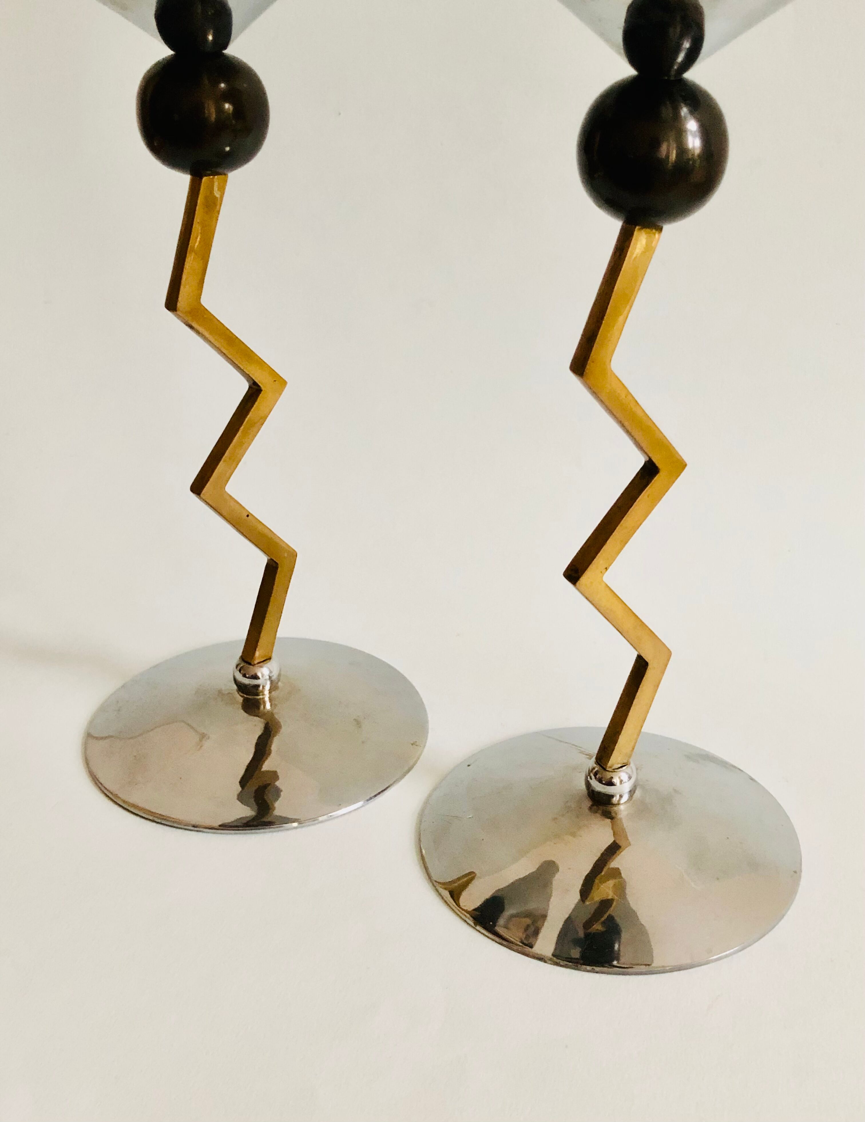 Pair of brass candle holders