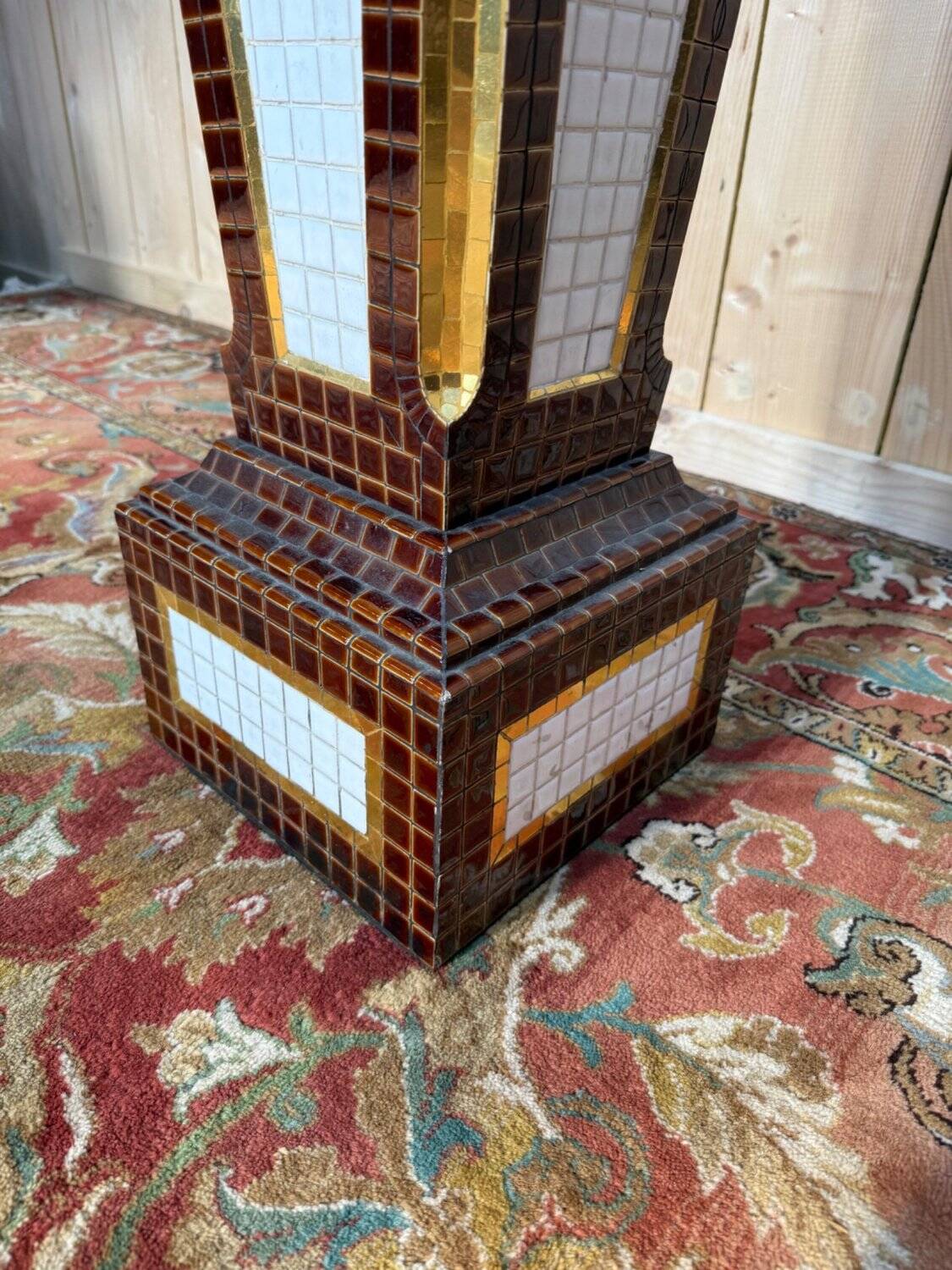 Colonne - Sellette - Gaine Art Déco – Faïence émaillée mosaïque – Années 19