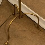 Brass tripod floor lamp with golden pompom lampshade 1960