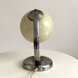 Art Deco chrome and beige opaline table lamp