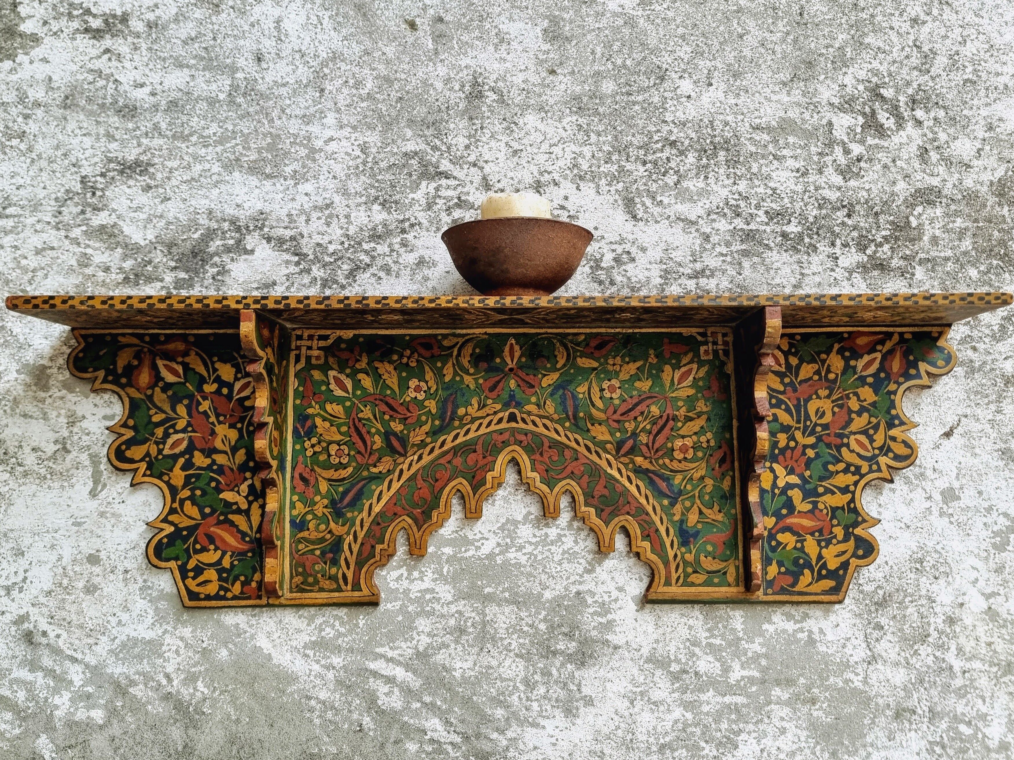 Old wall shelf wall rack handpainted