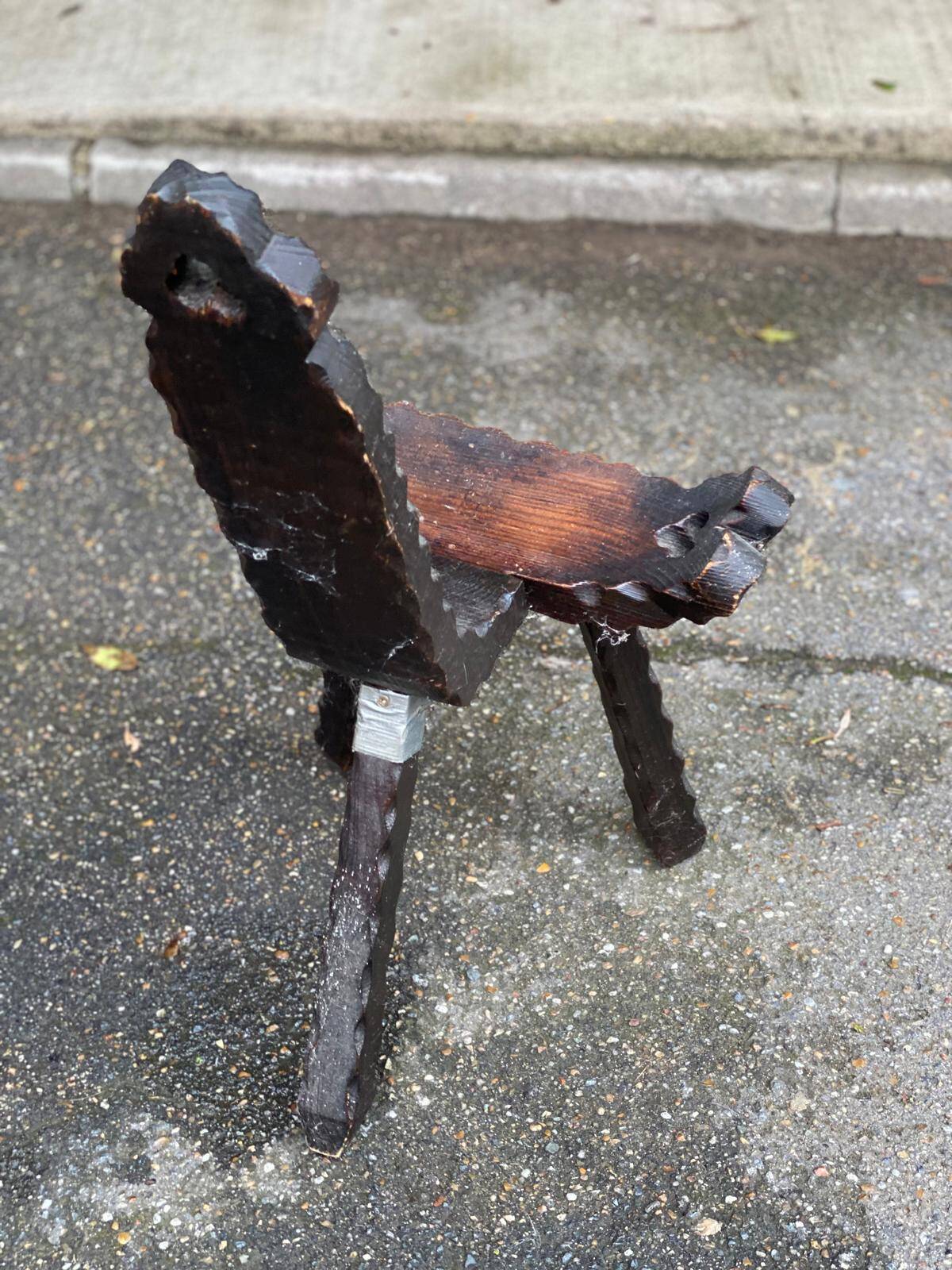 Spanish brutalist chair in solid wood 1960