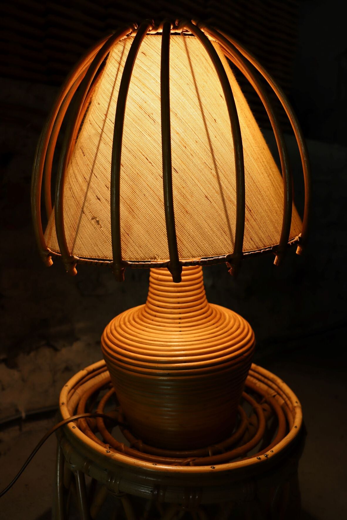 Rattan lamp Louis Sognot