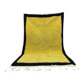 Handcrafted traditional Berber rug, yellow, size 150 x 250 cm