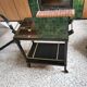 Art Deco wooden mirror and brass rolling service