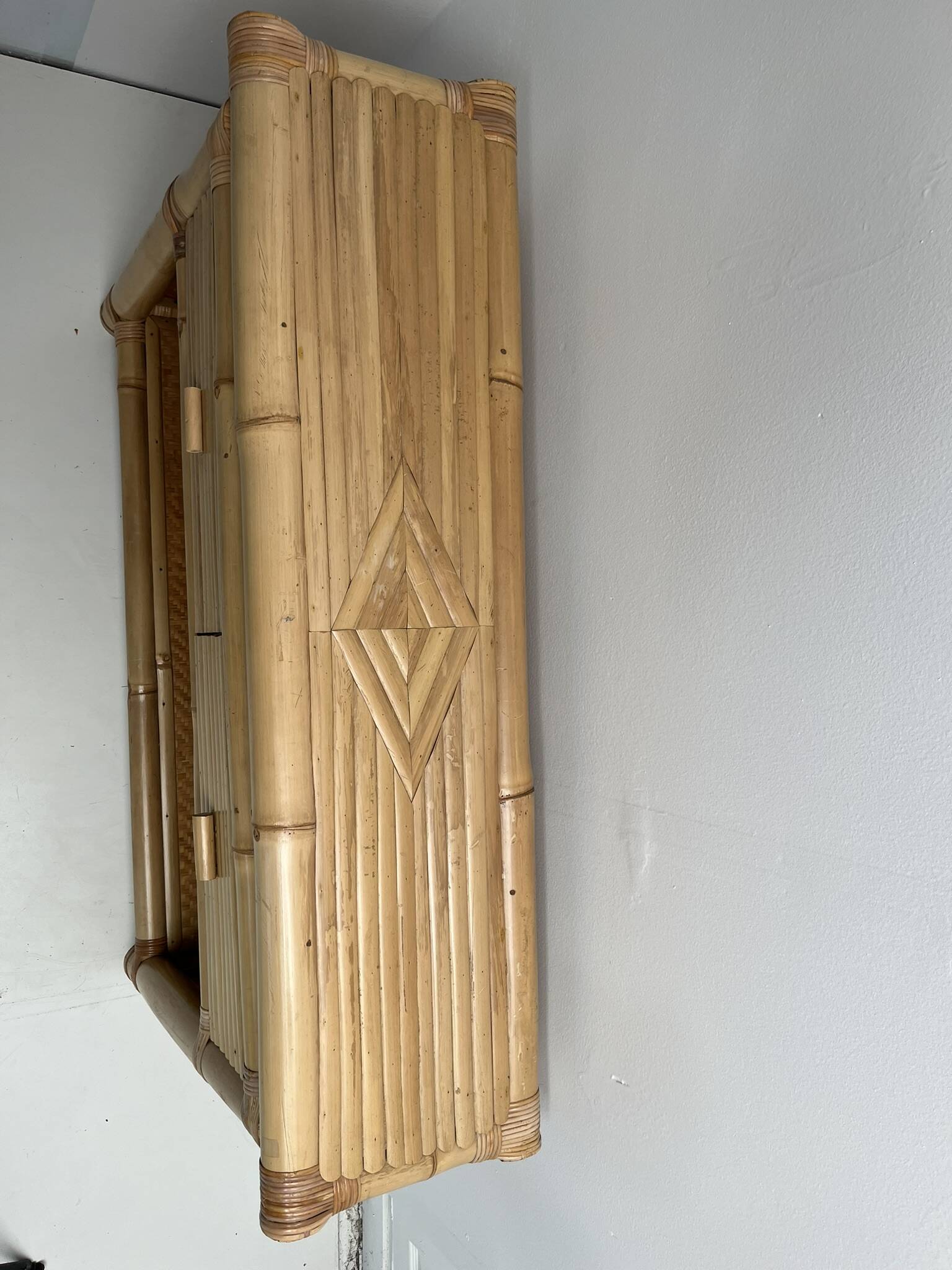 vintage bamboo chest of drawers/console
