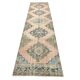 3x12 Salmon & Blue Turkish Vintage Runner Rug, Antique Rugs For Hallway