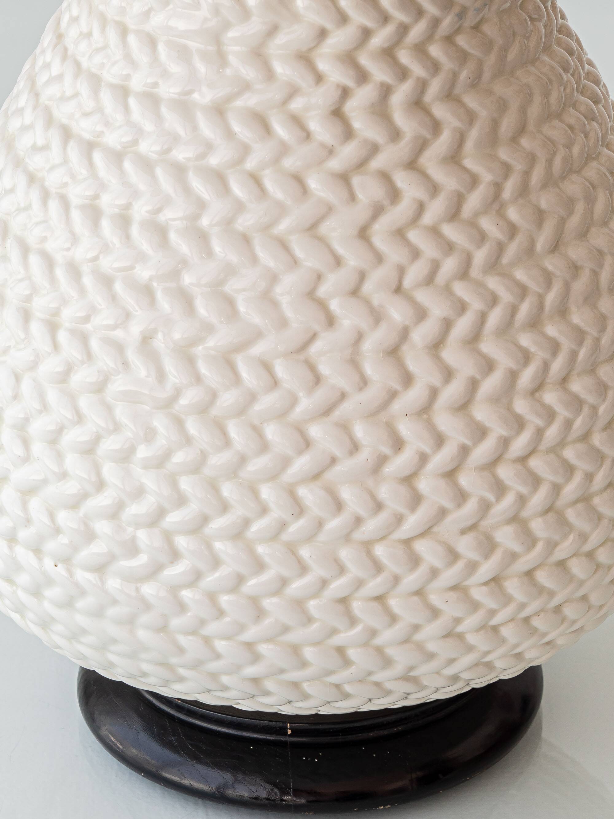 Coastal Table Lamp in Faux Wicker, Manises, Spain, 1960s, New Jute Shade
