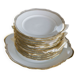 Sologne porcelain white and gold cake service