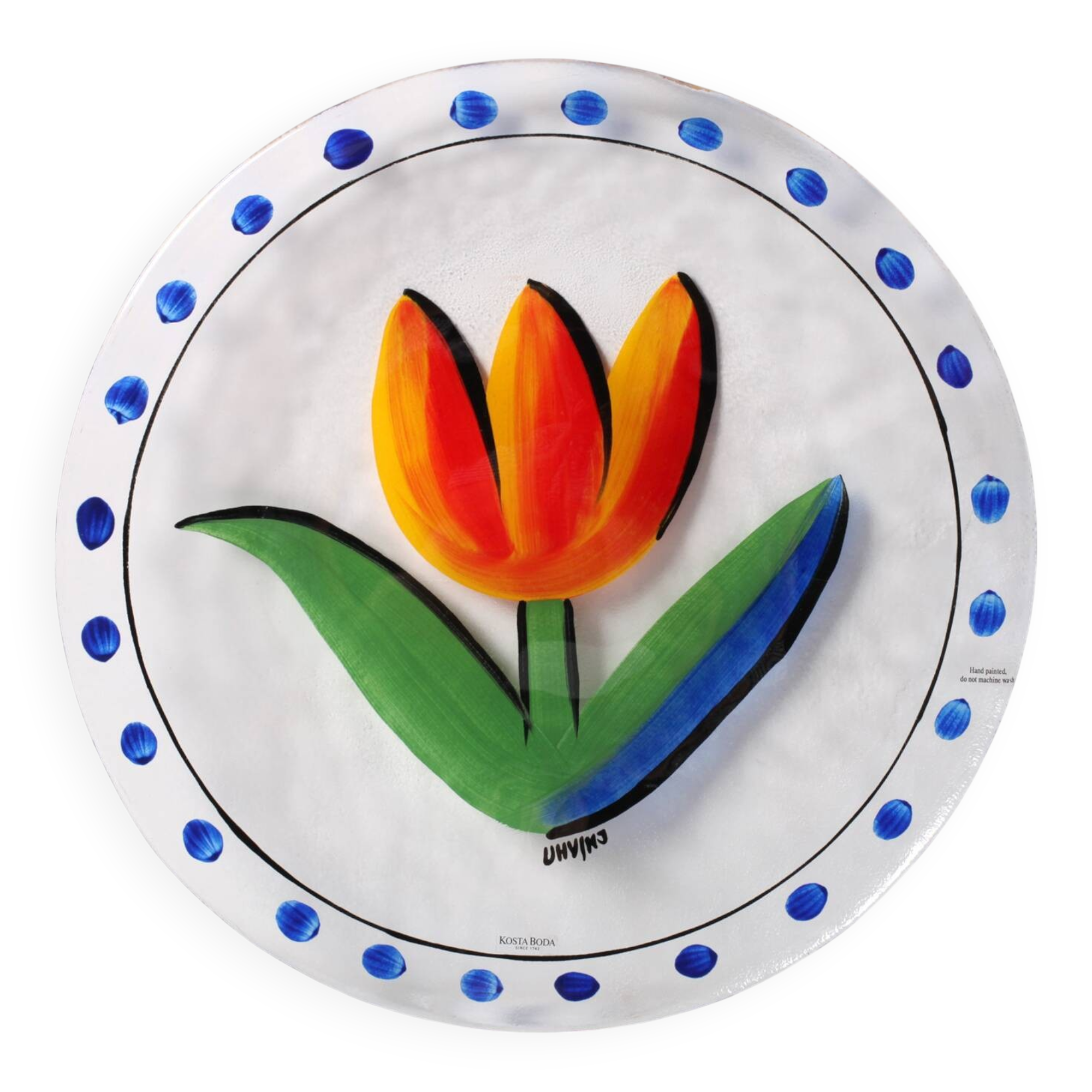 Large Kosta Boda Glass Plate by Ulrika Hydman Vallien / Sweden / 1991