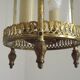 Vintage French Round Gold Metal and Brass 2 Light Lantern Ceiling Light 4724