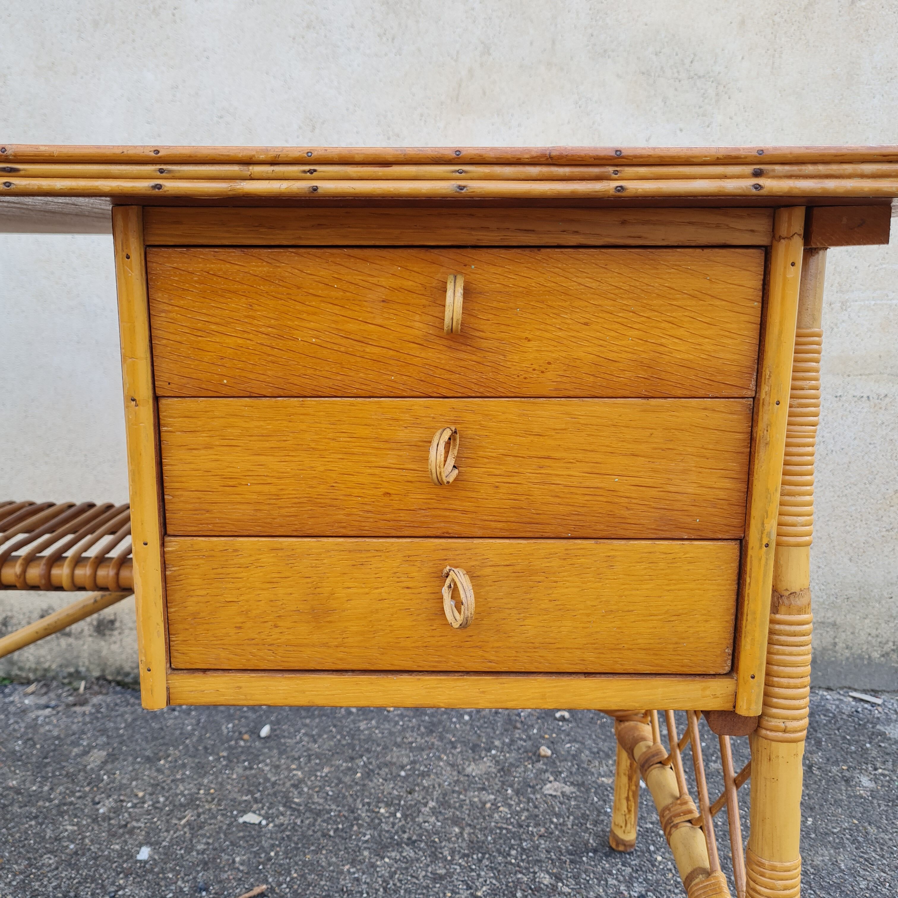 Louis Sognot rattan office 1960