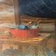 Chromo painting 1900 Breton family Baby fisherman signed