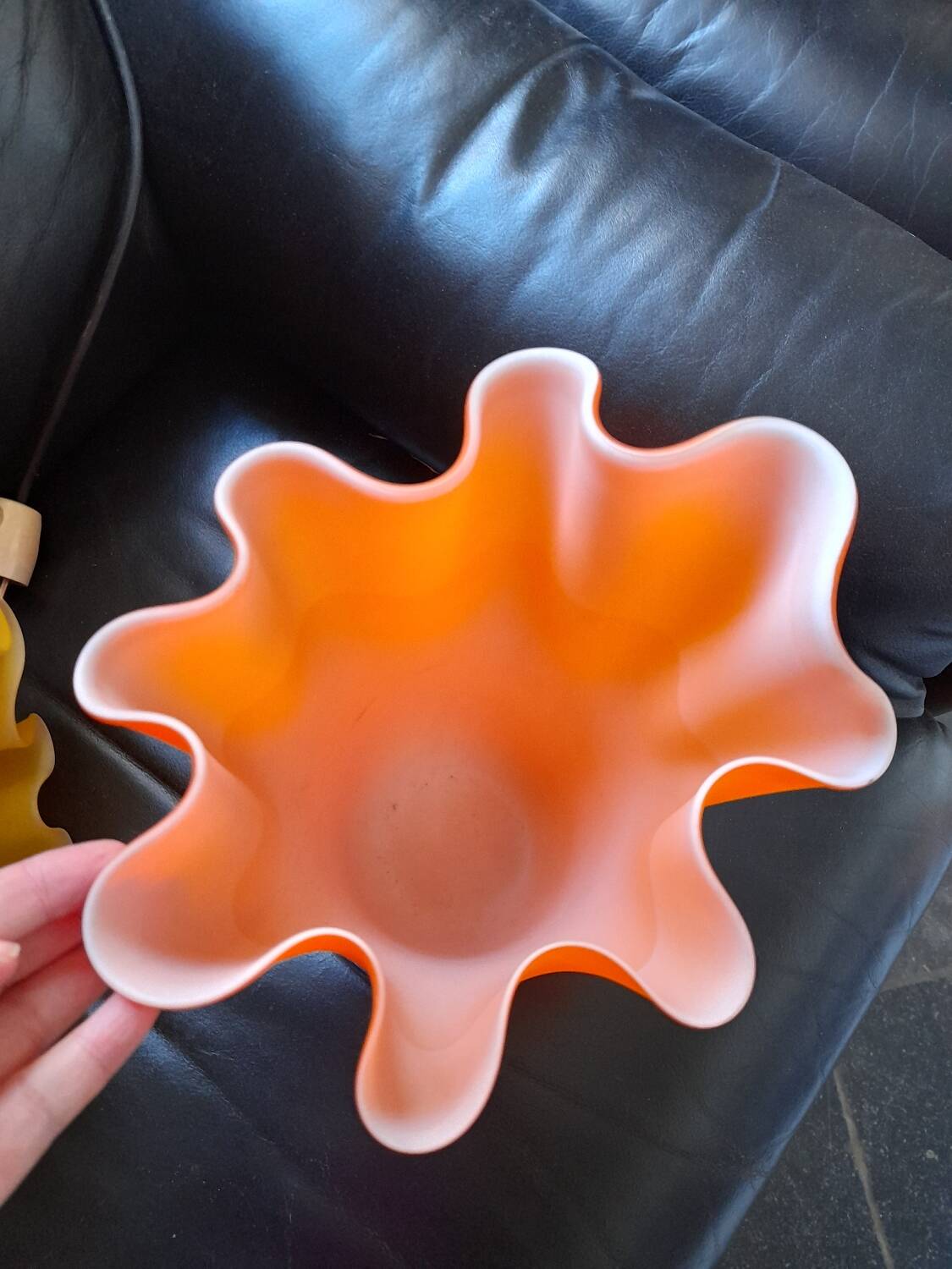 Satin orange opaline handkerchief vase