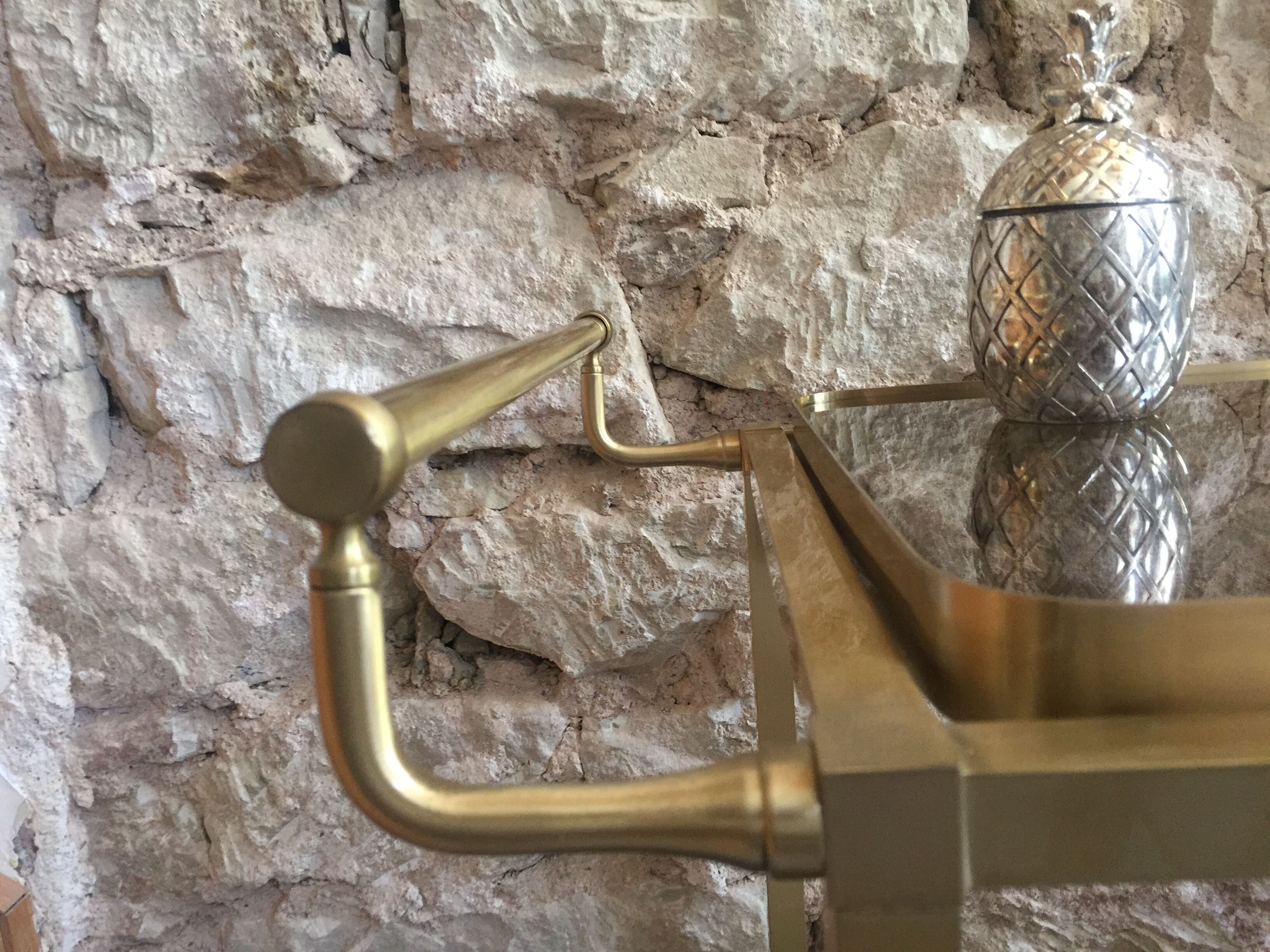 Desserte bar vintage two brass trays