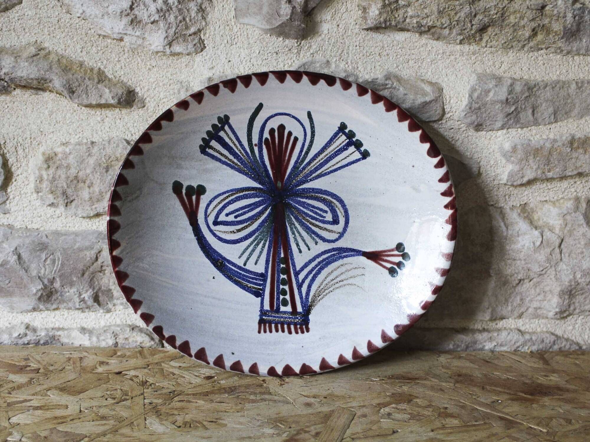 Ceramic plate with painted decoration - Jean Derval with the Atelier du Murier
