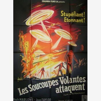 Poster originale.1956.Les movie flying saucers attack. Lithography