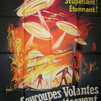 Poster originale.1956.Les movie flying saucers attack. Lithography