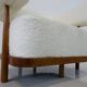 Contemporary Pair of Italian Armchairs, Wood and White Boucle Fabric