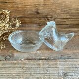 Glass hen sugar bowl