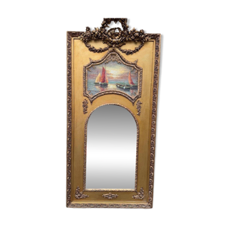 Large mirror with boat painting