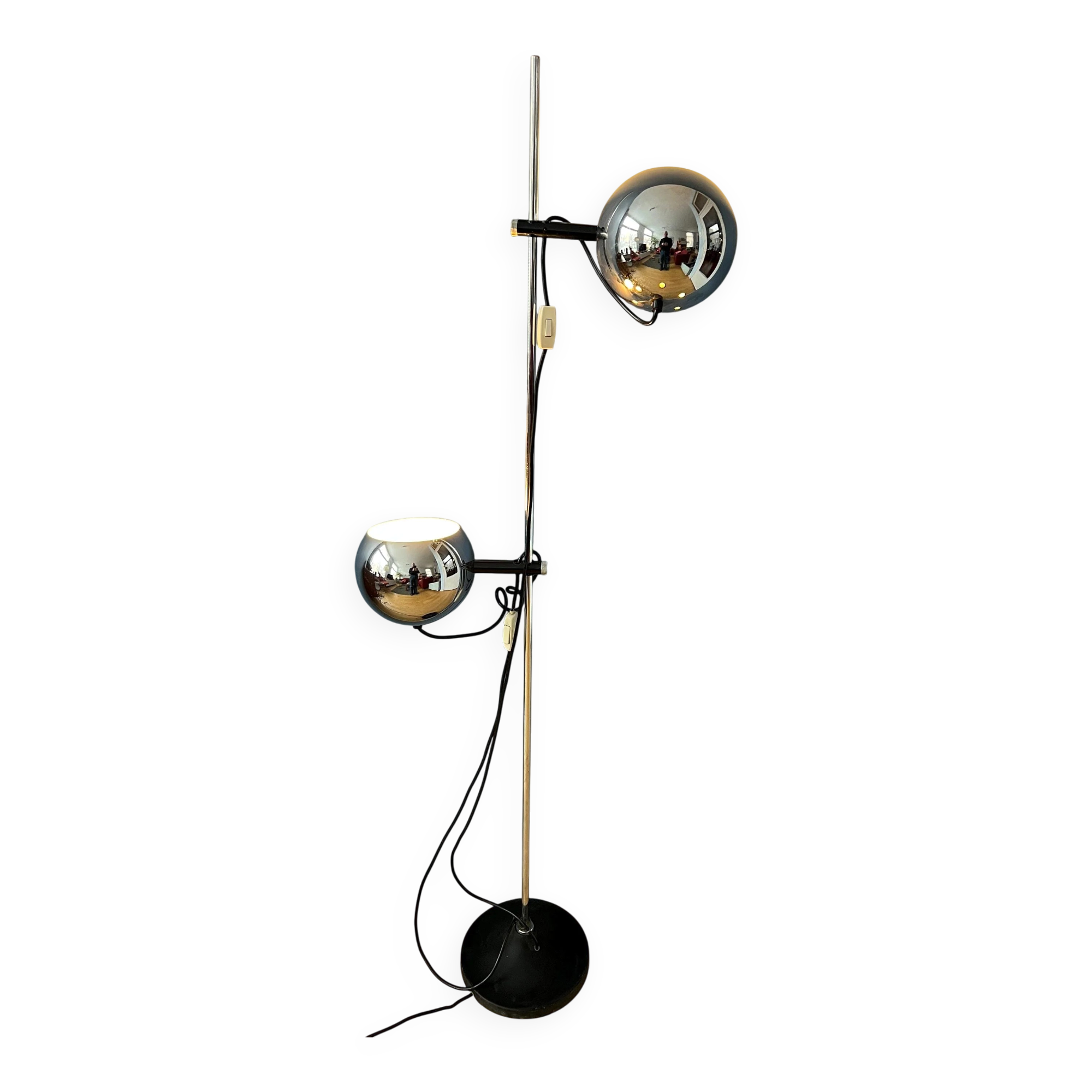 Chrome ball floor lamp Herda Mid-Century 1970s