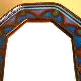 Octagonal mirror in glazed ceramic by Dequeker, 1970s